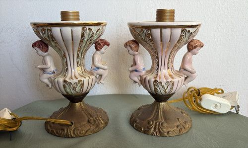 Paar abatjours antike - paar, lampen